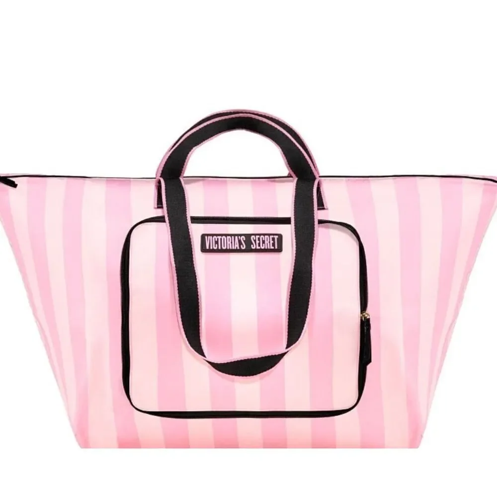 Victorias secret packable tote shopper signature stripe